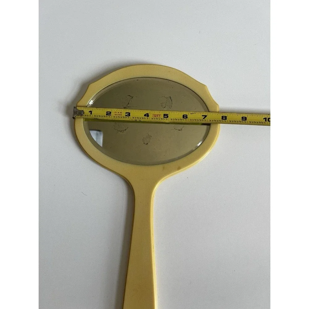 1920s Vintage Ivory Pyralin Dubarry Celluloid Handheld‎ Oval Mirror